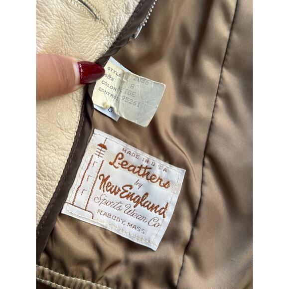 Vintage Leathers by New England USA Beige Deerskin Leather Jacket 8 Mid Western - Picture 4 of 8
